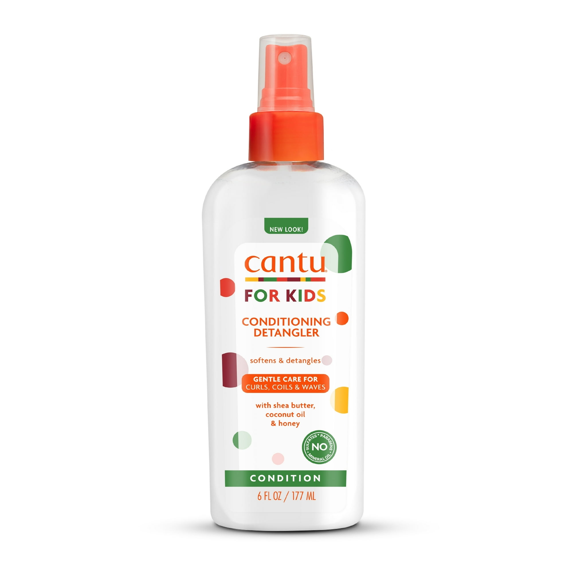Cantu For Kids Conditioning Detangler bottle; promotes gentle care for curls with shea butter, coconut oil, and honey, 6 fl oz