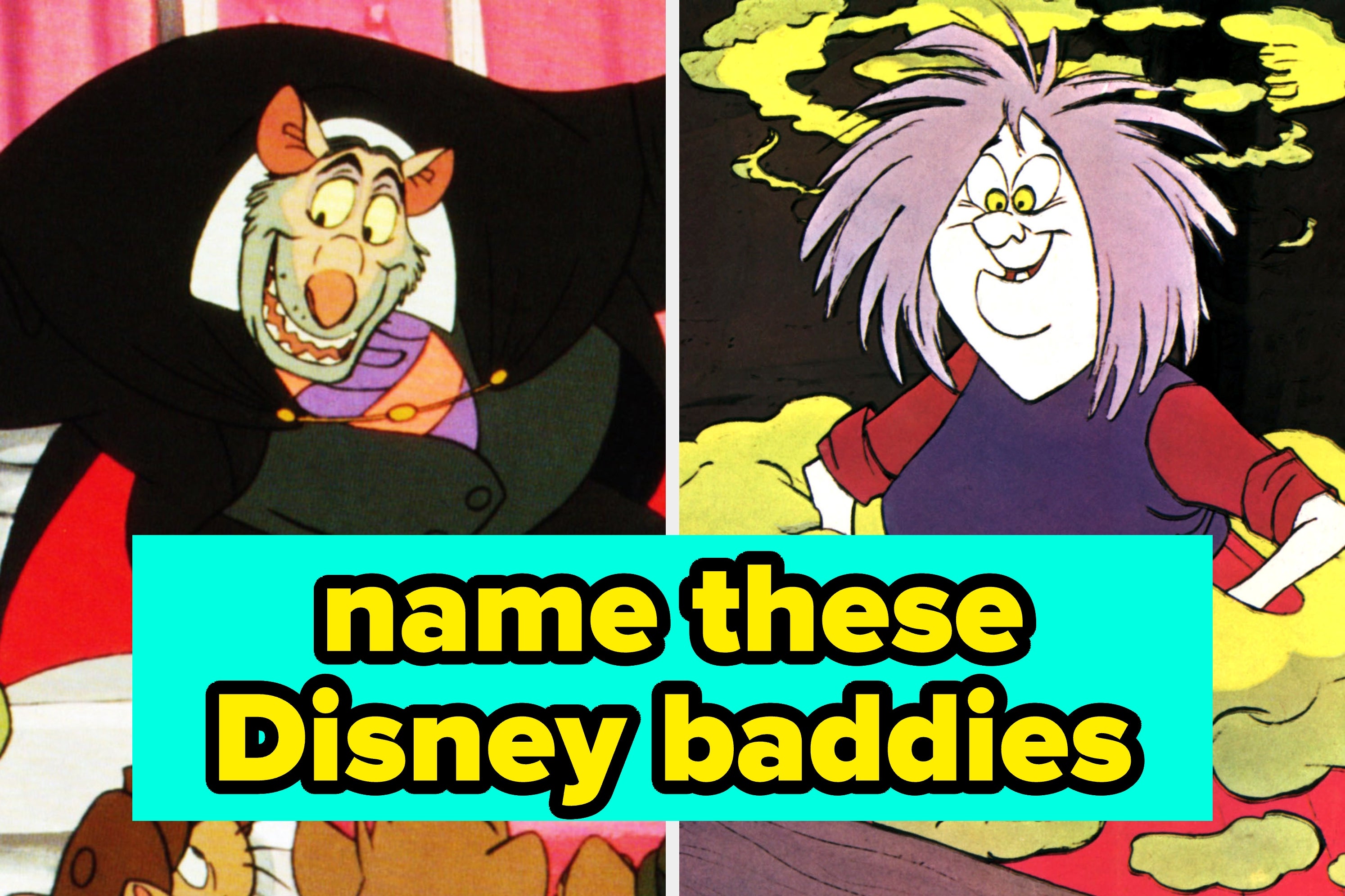Two animated characters, one resembling a wolf in a cloak, the other with wild hair and surrounded by green smoke, both in animated scenes