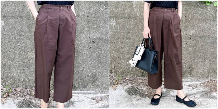 無印良品の「婦人 乾きやすい ブロードワイドテーパードパンツ」