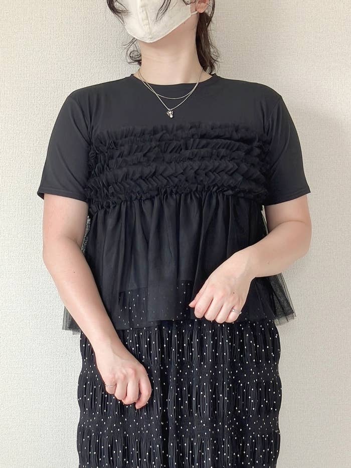 coca(コカ)の「シルキータッチチュール ドッキングTシャツ レディース」