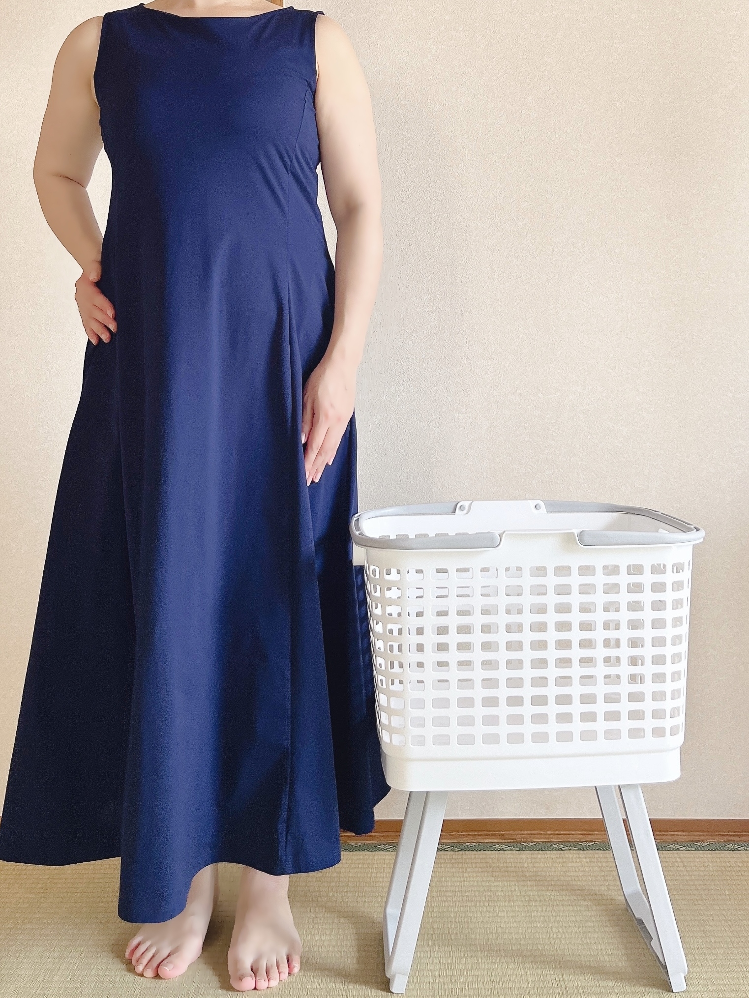 NITORI(ニトリ)の「腰楽ランドリーバスケット 収納式スタンド付き」
