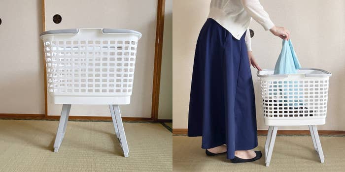NITORI(ニトリ)の「腰楽ランドリーバスケット 収納式スタンド付き」