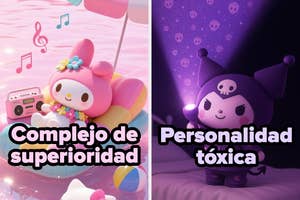 Dos personajes: uno con radio y otro con linterna. Texto: "Complejo de superioridad" y "Personalidad tóxica"