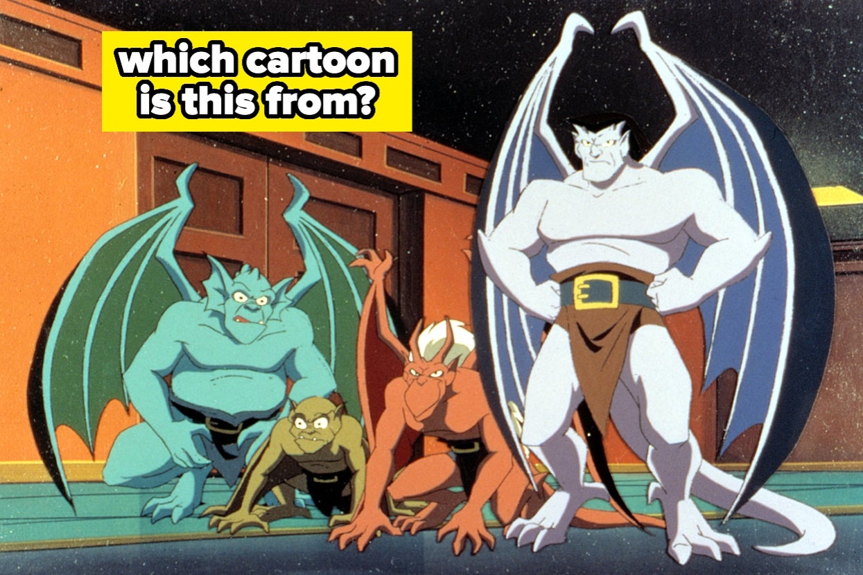 Characters from "Gargoyles." Text: "which cartoon is this from?"