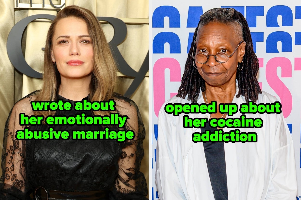 Two celebrities sharing personal struggles: one on an abusive marriage, the other on cocaine addiction