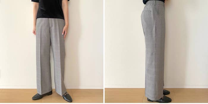 GUの「ワイドスラックス(チェック)(丈標準69.5~73.5cm)」