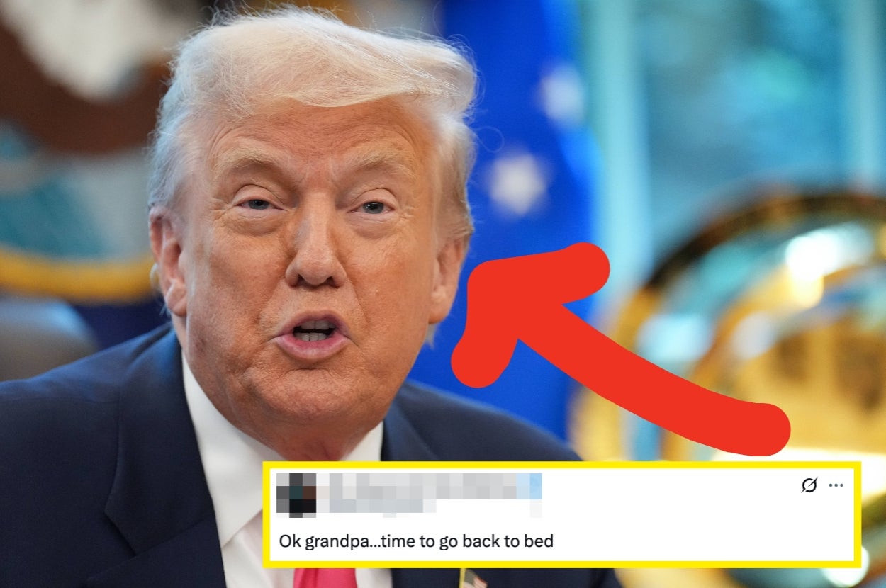 Person speaking, highlighted with an arrow; caption underneath reads, "Ok grandpa... time to go back to bed."