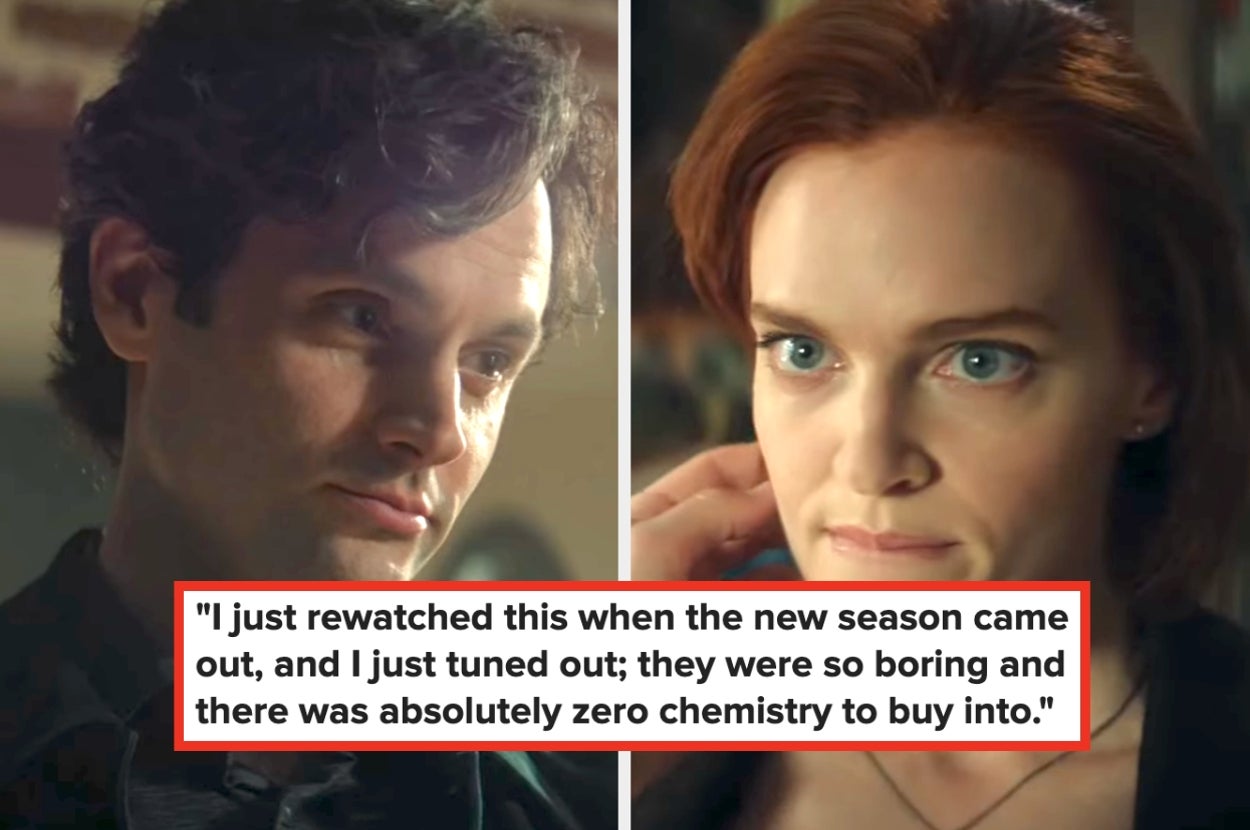 Joe pushing Bronte's hair back in You captioned, "I just rewatched this when the new season came out, and I just tuned out; they were so boring and there was absolutely zero chemistry to buy into"