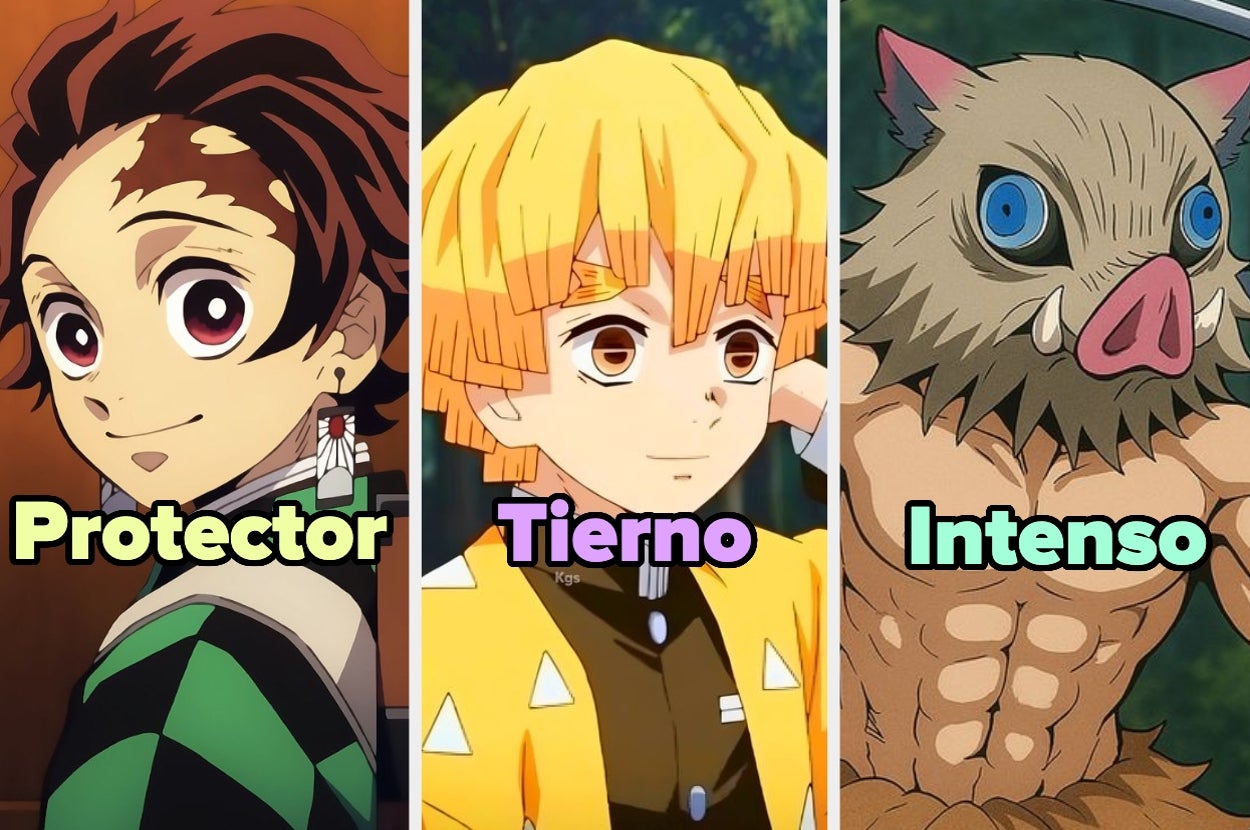 Tres personajes de anime: el primero se muestra como protector, el segundo como tierno, y el tercero como intenso