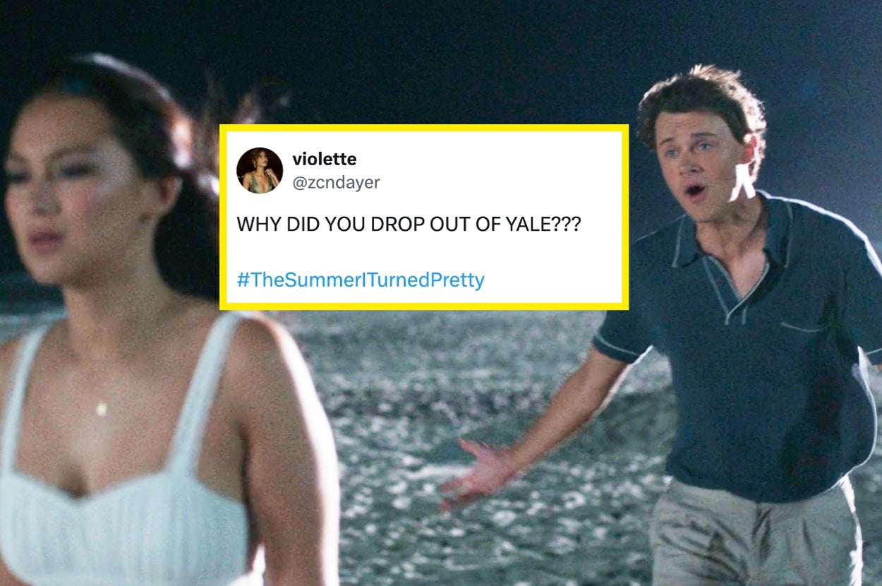 Conrad chasing after Belly in The Summer I Turned Pretty with a tweet comparing the moment to Jess in Gilmore Girls