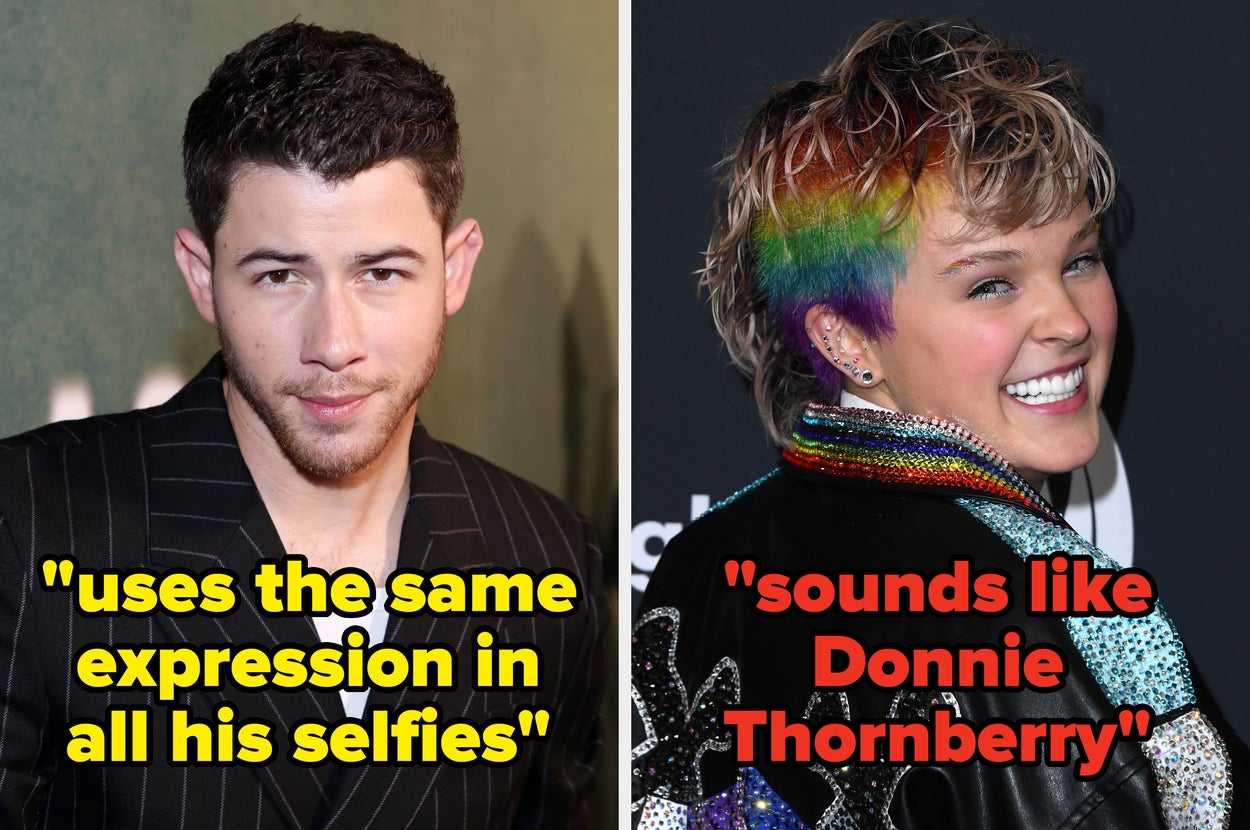 Nick Jonas in a pinstripe suit vs JoJo Siwa with a rainbow mohawk in a bejeweled leather jacket on the red carpet