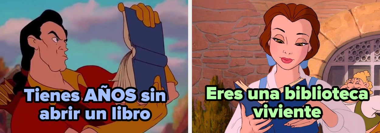 Meme comparando dos personajes: uno criticando a otro por no leer, y el otro siendo llamado "una biblioteca viviente"