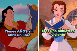 Meme comparando dos personajes: uno criticando a otro por no leer, y el otro siendo llamado "una biblioteca viviente"