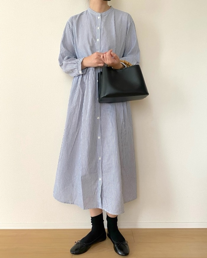 無印良品「婦人 綿ボイル長袖ワンピース」