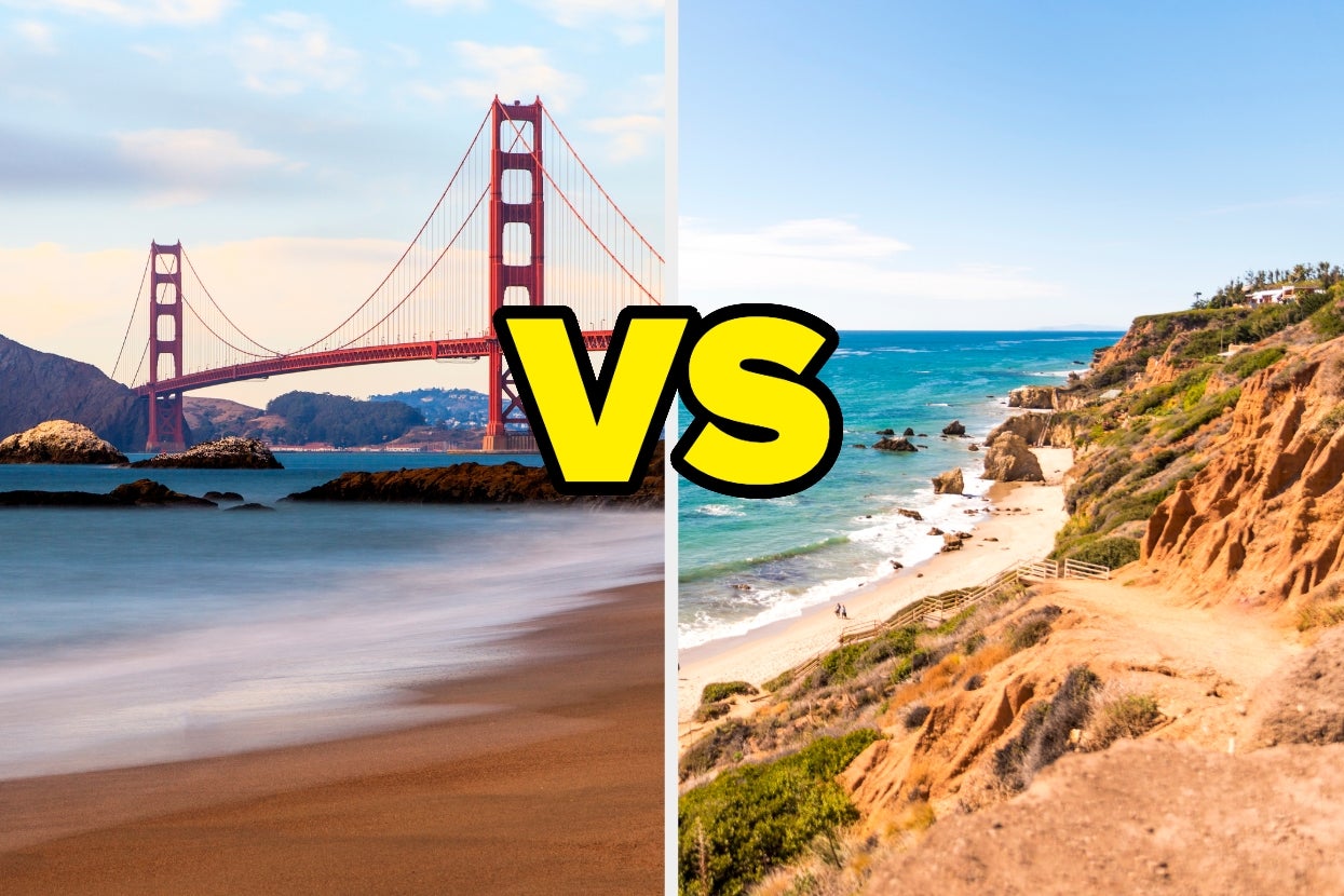 Golden Gate Bridge vs. scenic beach cliff view, highlighting iconic San Francisco and coastal landscapes
