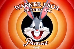 Bugs Bunny appears with "Warner Bros. Pictures Inc. Present" text over a classic Looney Tunes circular background