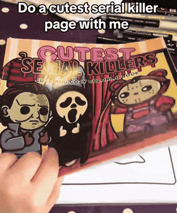 Person flipping through a coloring book titled