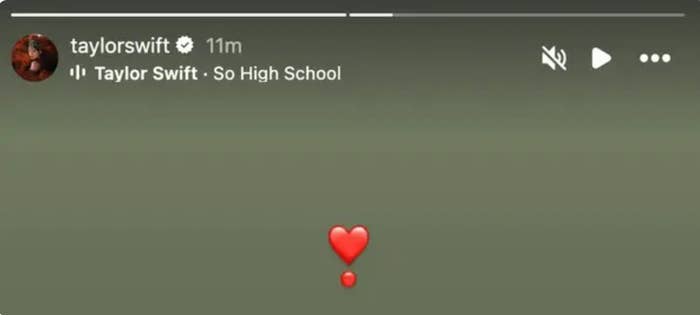 "Taylor Swift 11m, Taylor Swift - So High School," followed by a bosom emoji