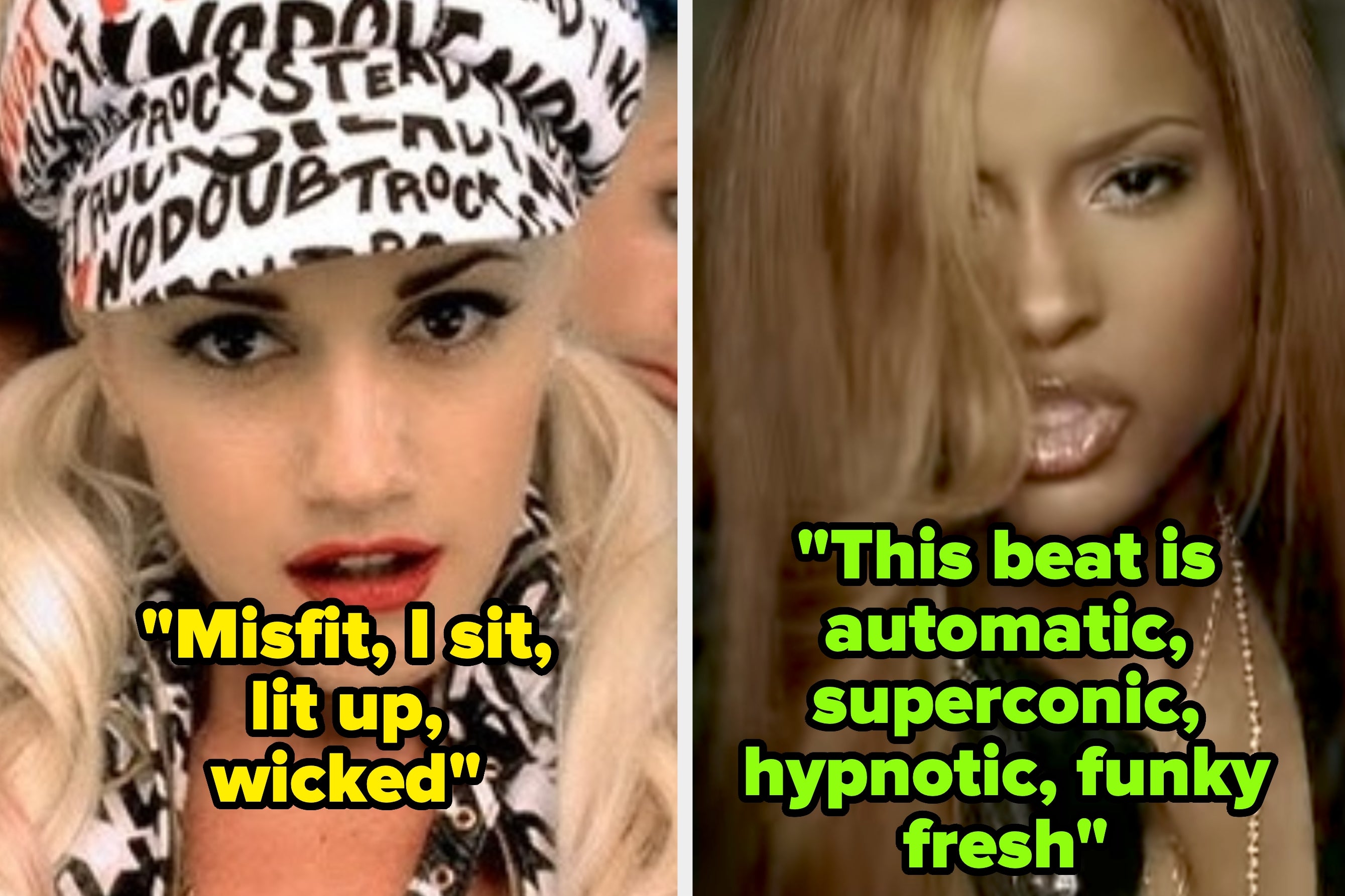 Gwen Stefani in No Doubt's "Hey Baby" music video; Ciara in her "1,2 Step" music video