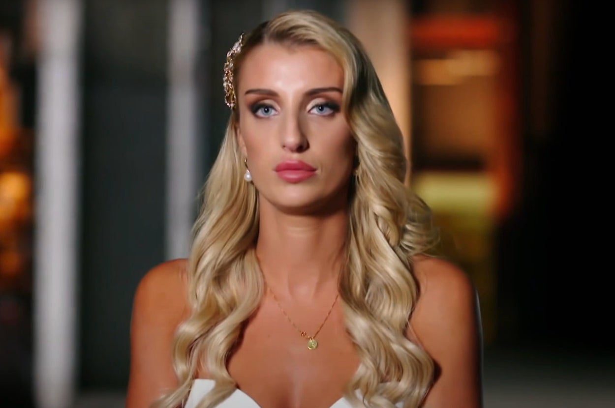 Bride looks serious