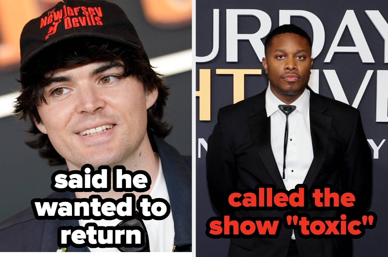 Michael Longfellow in a hat, suit and t shirt vs Devon Walker poses with his hands behind his back wearing a suit