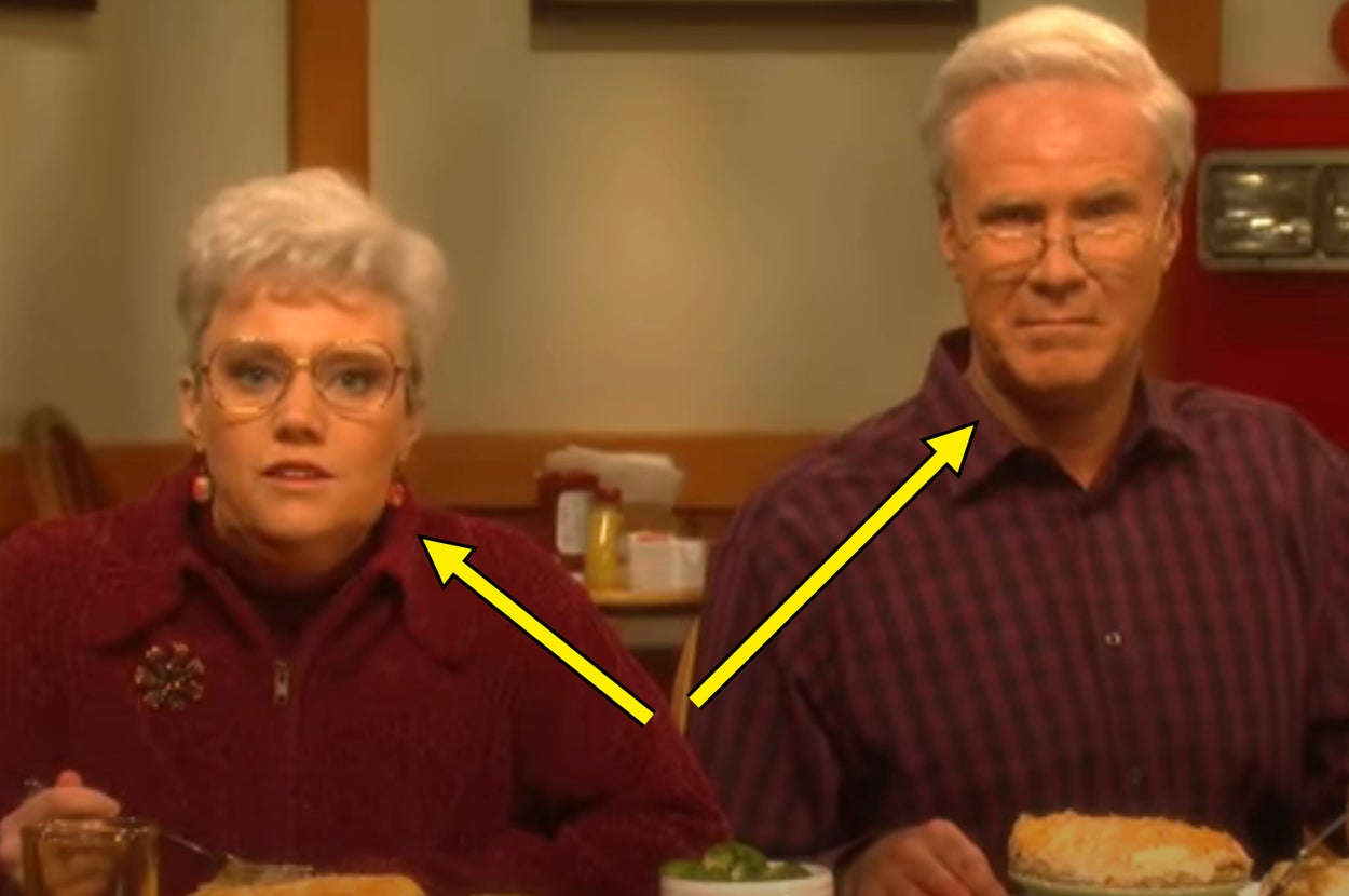 Two older adults sit at a table. Screenshot of a Reddit post about a business owner whose parents' political choices affected his business