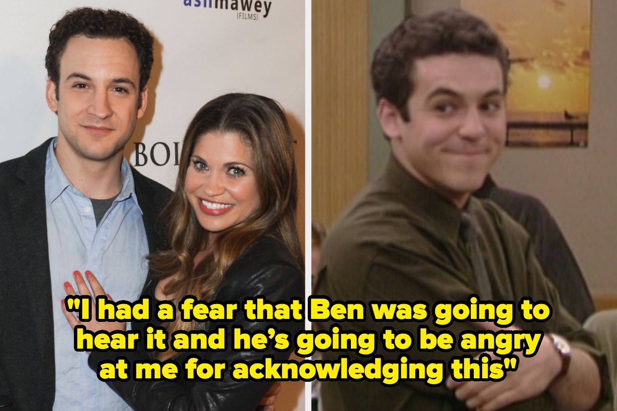 Two side-by-side images: a couple posing at an event; the man smiling in a TV scene. Text overlay expresses a concern about his reaction