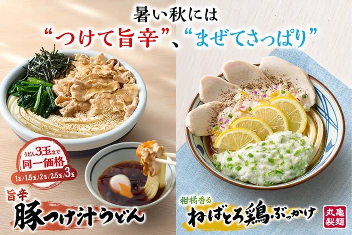 2種類の発表された期間限定メニュー/「丸亀製麺」のプレスリリースより
