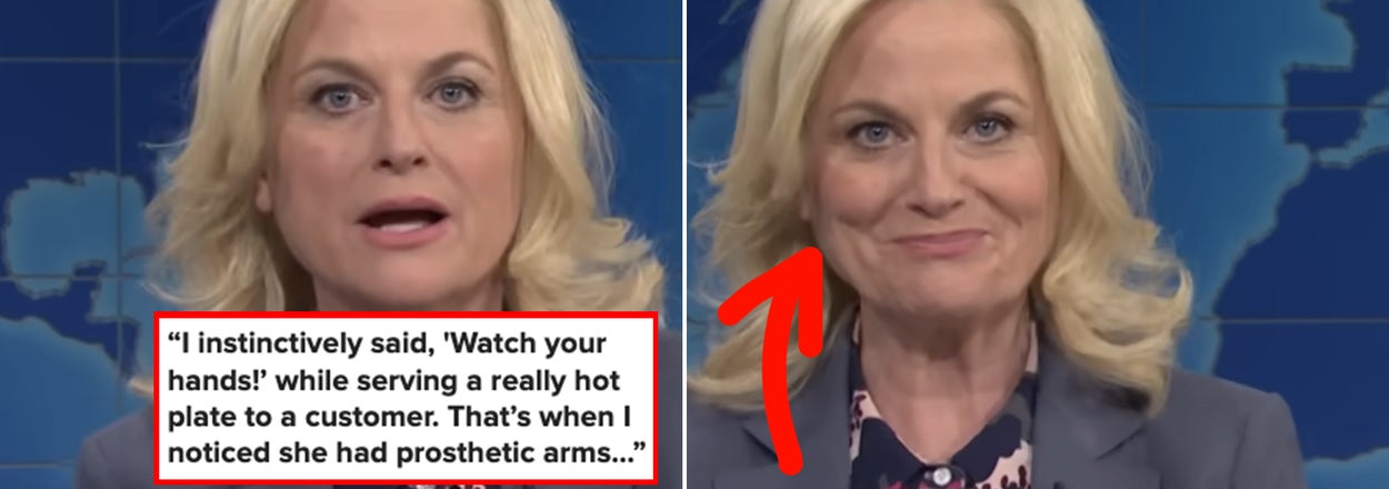 Side-by-sides of Amy Poehler looking shocked on SNL's "Weekend Update"