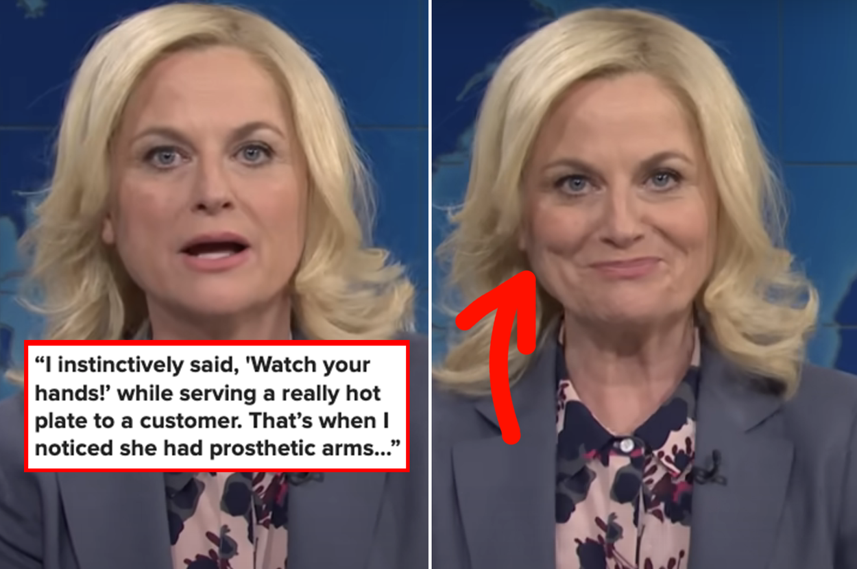 Side-by-sides of Amy Poehler looking shocked on SNL's "Weekend Update"