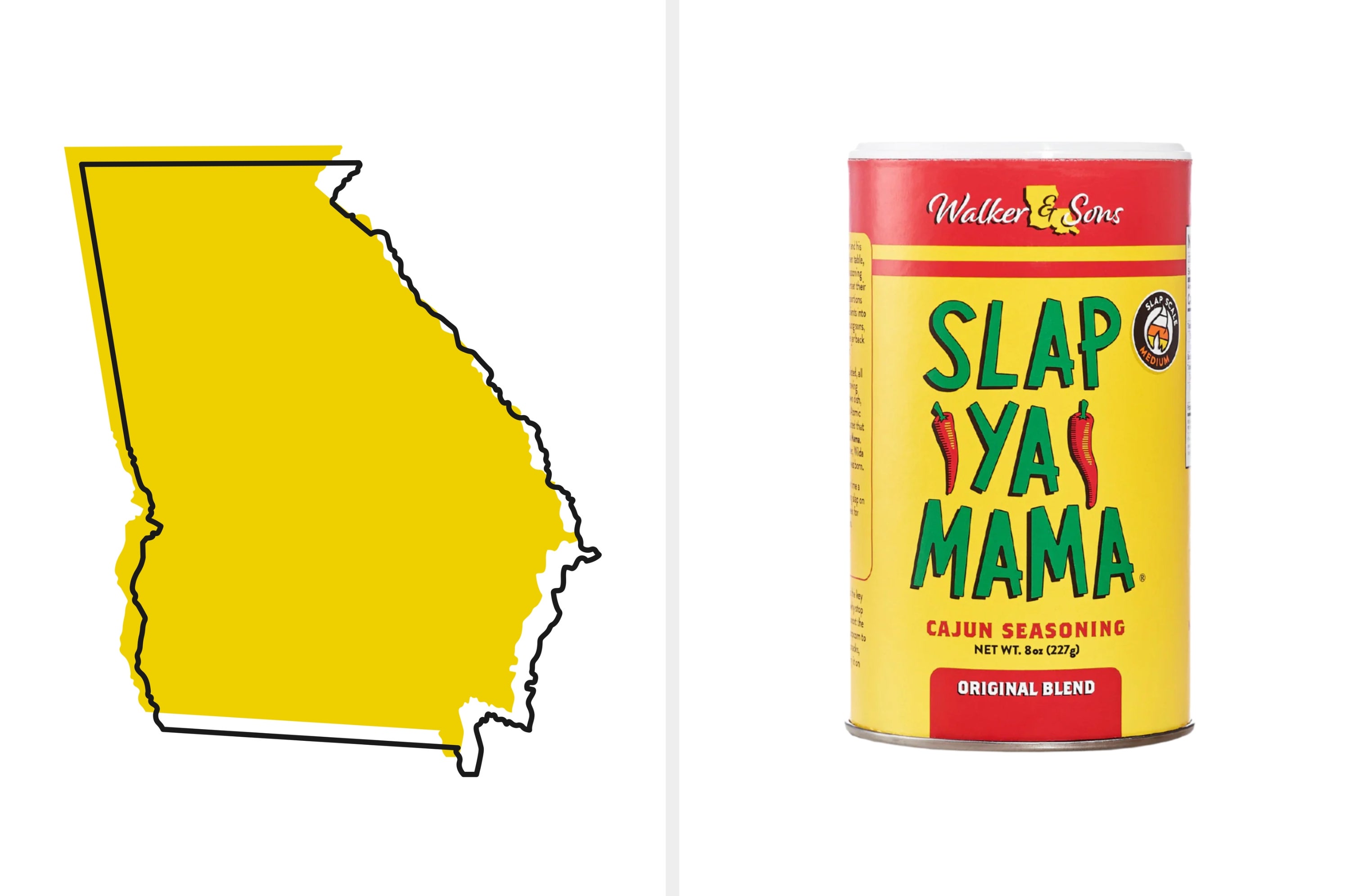 Map of Georgia next to a bowl filled with cooked crawfish