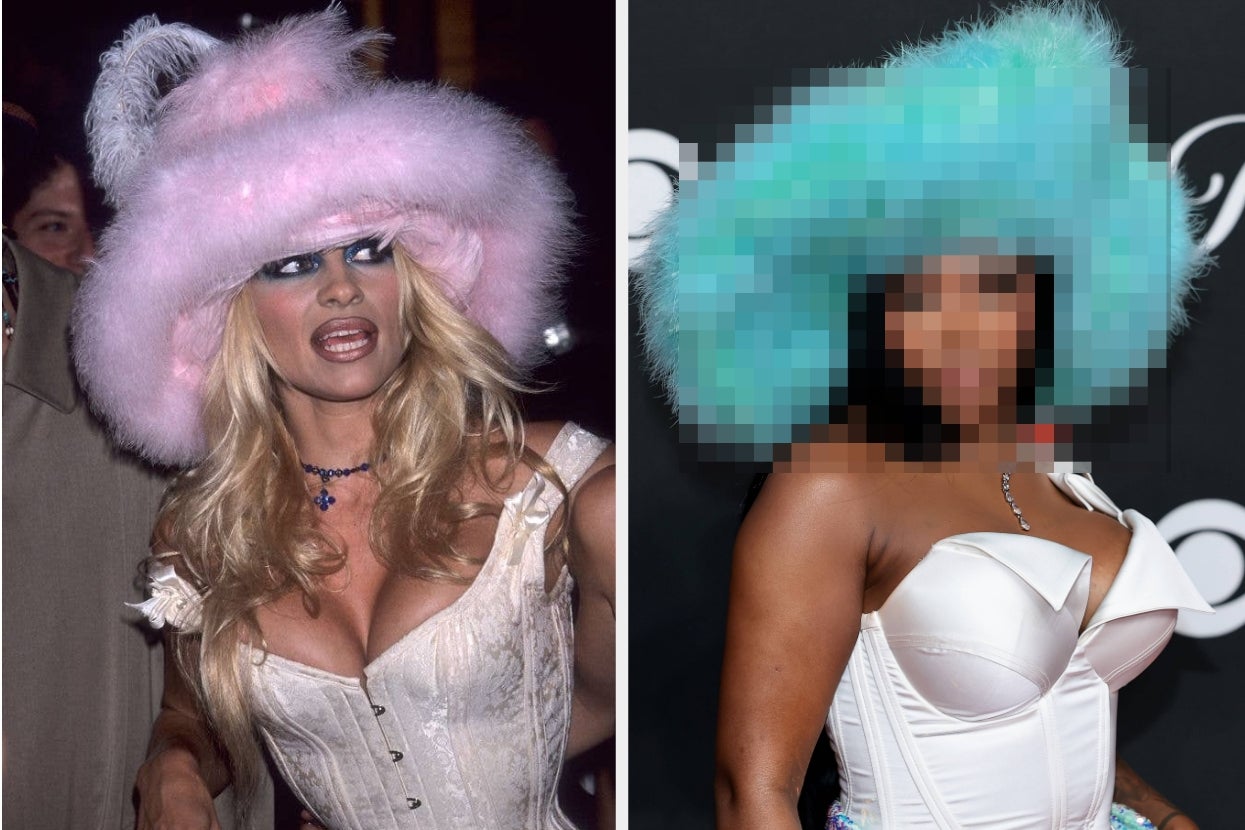 Pamela Anderson in a fluffy hat, and Summer Walker's red carpet look blurred out