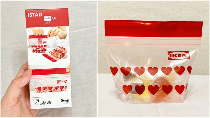 IKEA(イケア)の「ISTAD イースタード フリーザーバッグ、レッド/ハート」