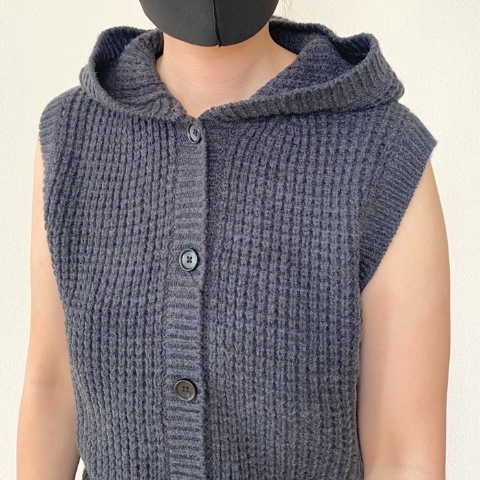 新品 ニコル セレクション ワッフル ニット フーデッド ブルゾン　46/M　白 ホワイト スタンドネック パーカ NICOLE selection