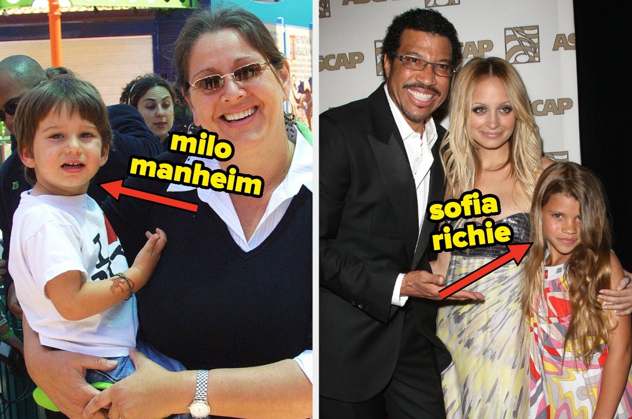 Two side-by-side photos: Left shows a child being held, right shows a man and two women posing at an ASCAP event
