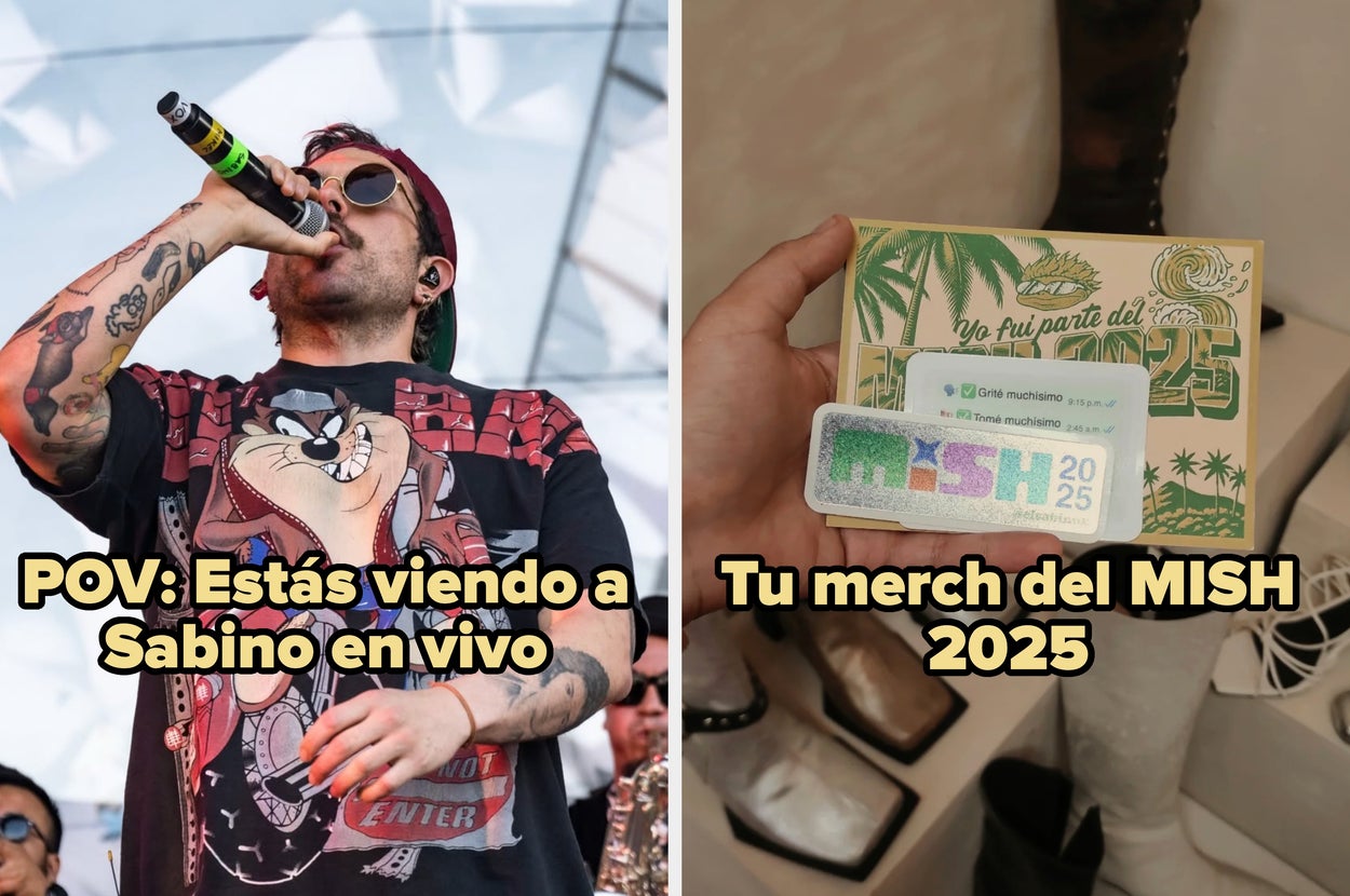 Persona en un concierto llevando camiseta de dibujos animados. Texto: "POV: Vas al concierto sorpresa de Sabino"