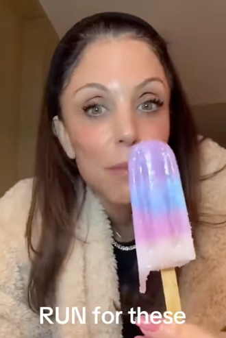 Person holding a popsicle, text reads "RUN for these."