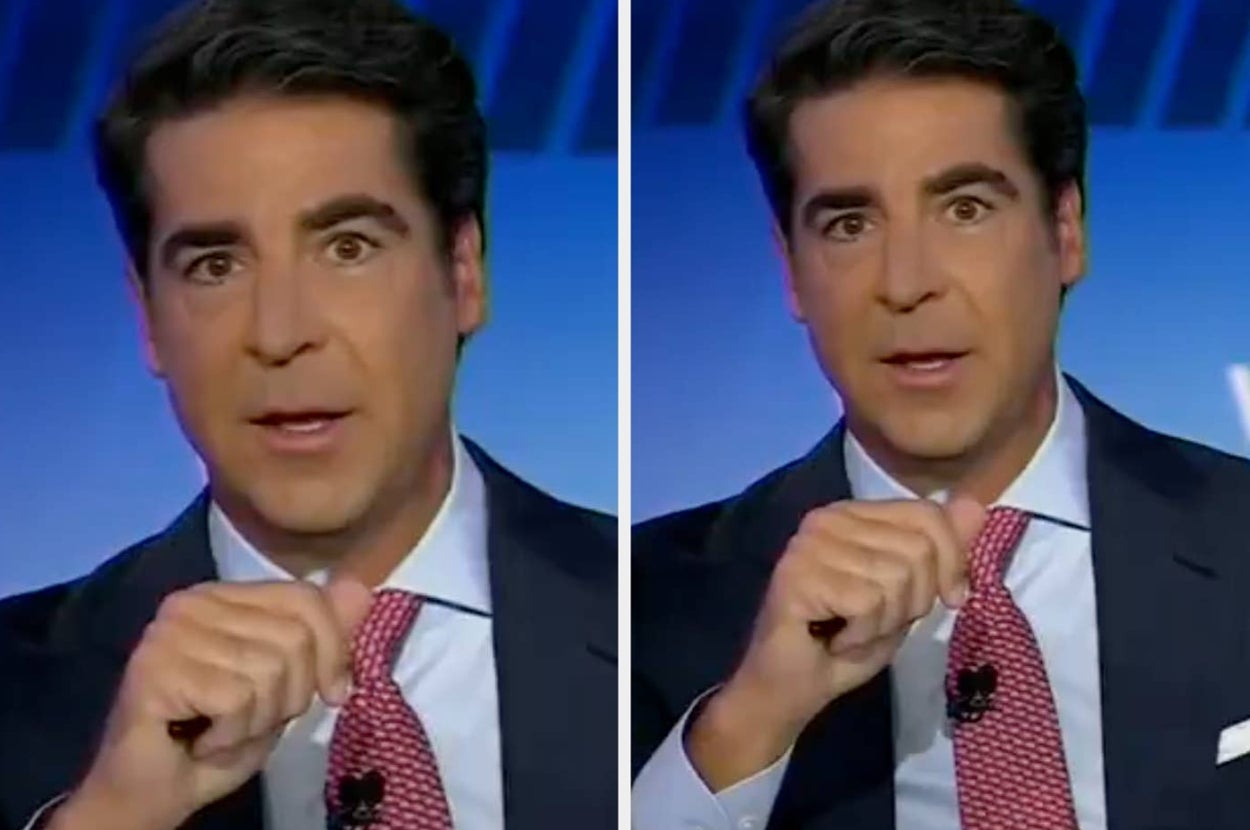 TV host speaking into a microphone with expressive gestures, wearing a suit and tie, set against a studio background