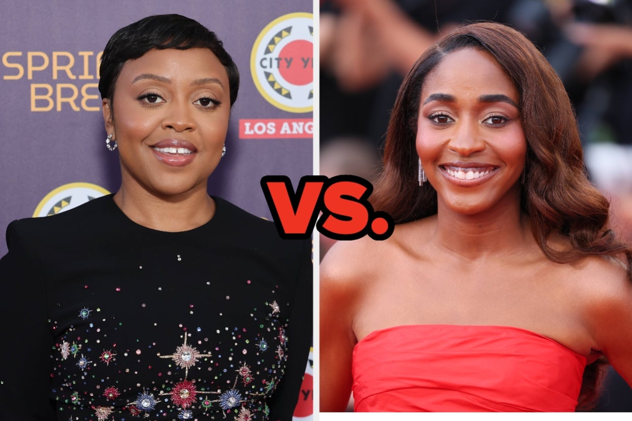 Quinta Brunson in a starry outfit vs Ayo Edebiri in a strapless gown
