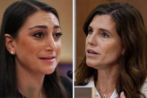 Rep. Sara Jacobs and Rep. Nancy Mace both speak into microphones on the house floor