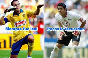A la izquierda, futbolista celebra quitándose el zapato; a la derecha, portero en acción. Texto: "Siempre fue leal", "Pocos lo recuerdan"