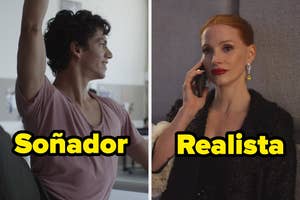 El collage muestra a una persona soñadora y a otra realista, cada una realizando acciones relacionadas con sus personalidades