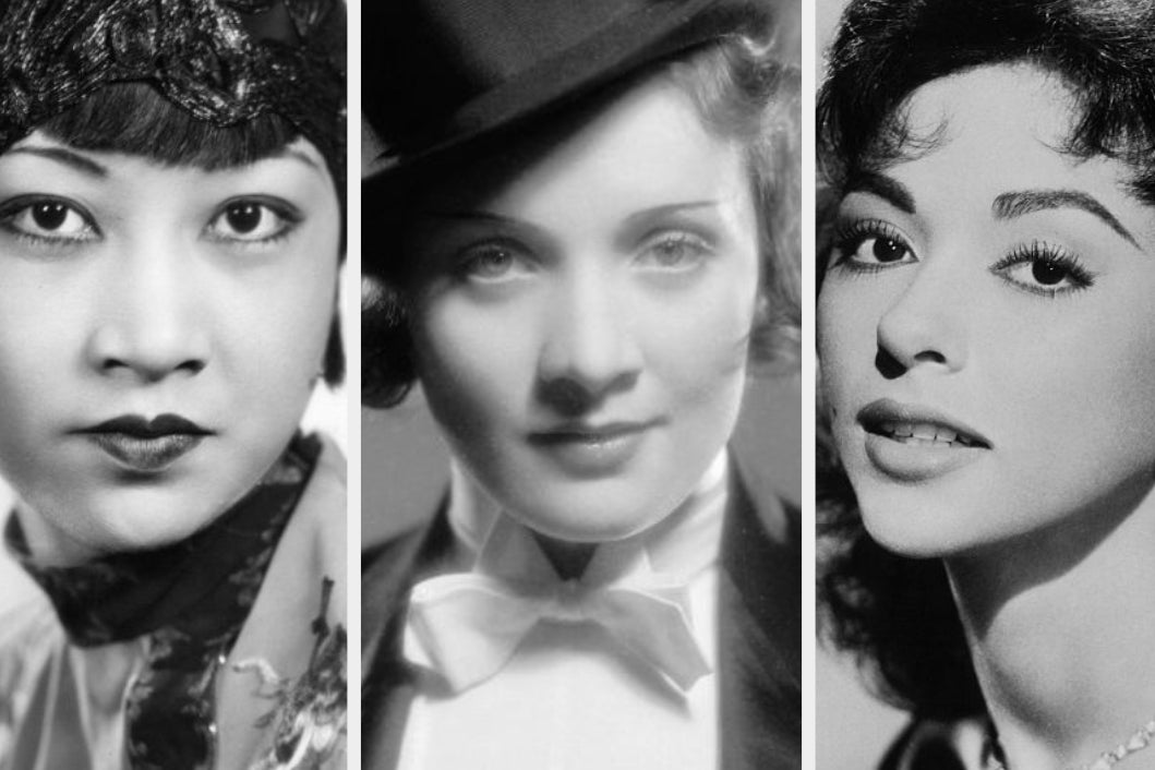 Anna May Wong in the '30s; Marlene Dietrich in the '30s; Rita Moreno in the '50s