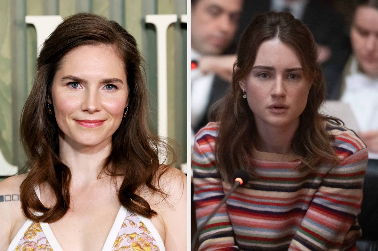 Real Amanda Knox alongside Grace Van Patten as Amanda Knox