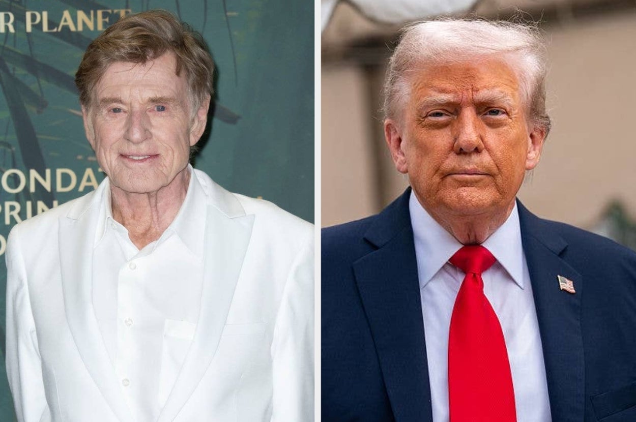 Two men in formal attire, one in a white suit and the other in a dark suit with a red tie, stand in separate photos
