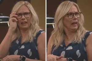 Person with glasses looks confused and concerned in both expressions. They're wearing a patterned shirt
