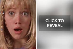 A surprised person on the left, alongside a blurred image with "Click to Reveal" text on the right