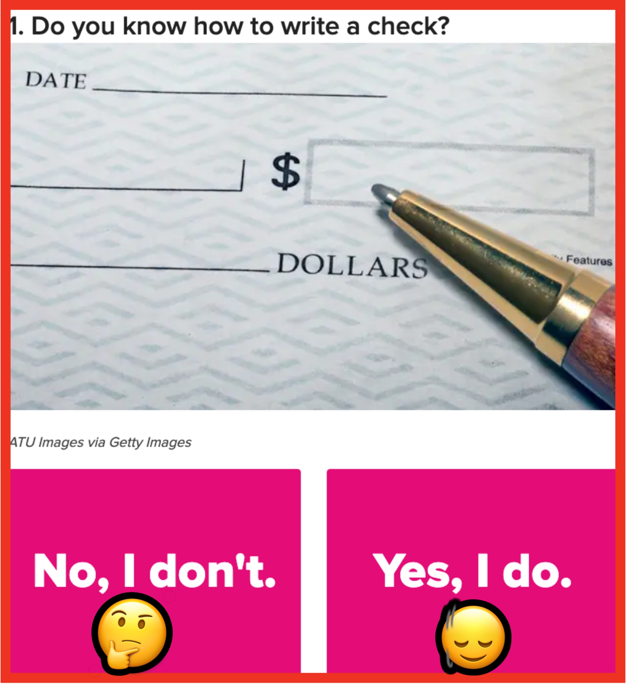 Spørsmål om å skrive sjekker med svaralternativer: & quot; nei, jeg ikke ' t & quot; Og & quot; ja, det gjør jeg. & quot;