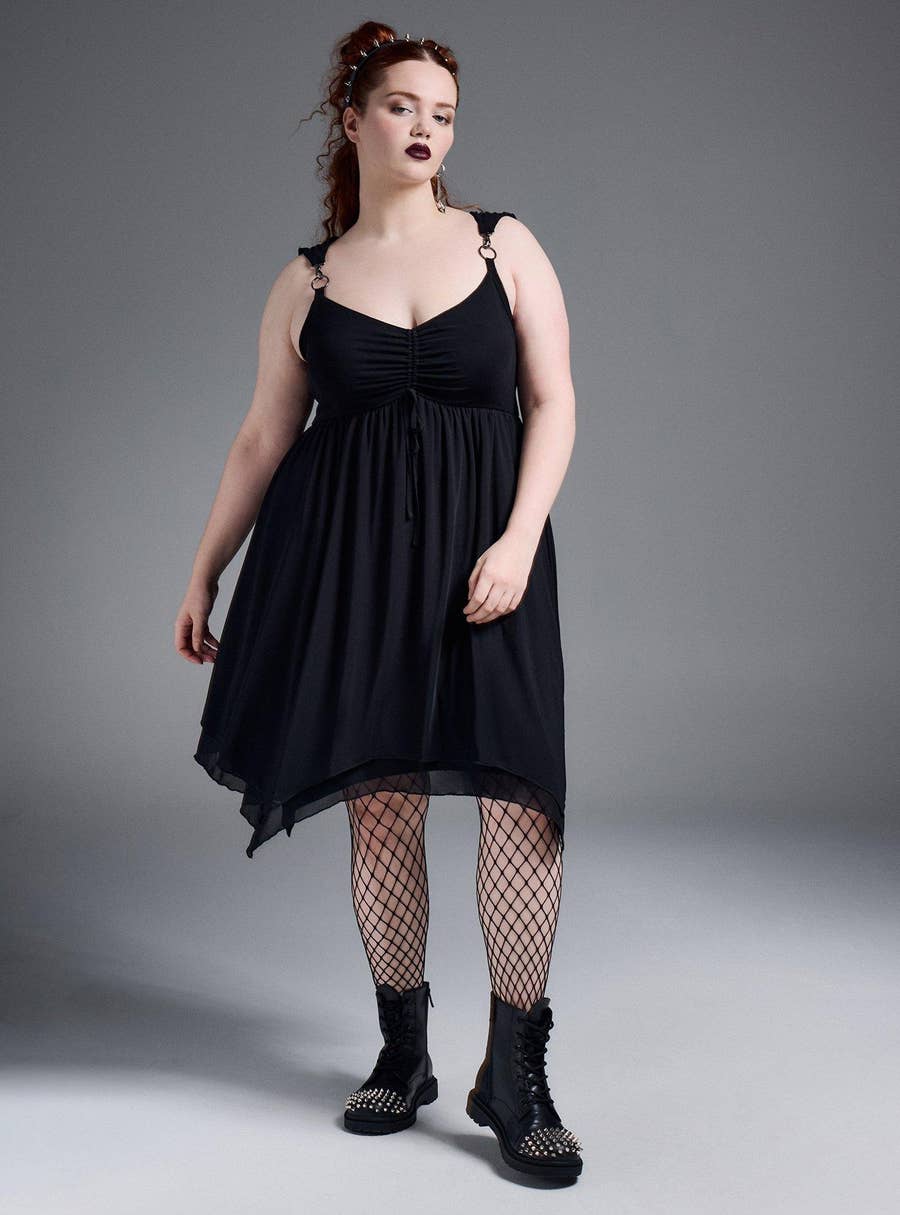 knee length dresses for ladies Moonlight Black Pattern Mini Dress Plus Size