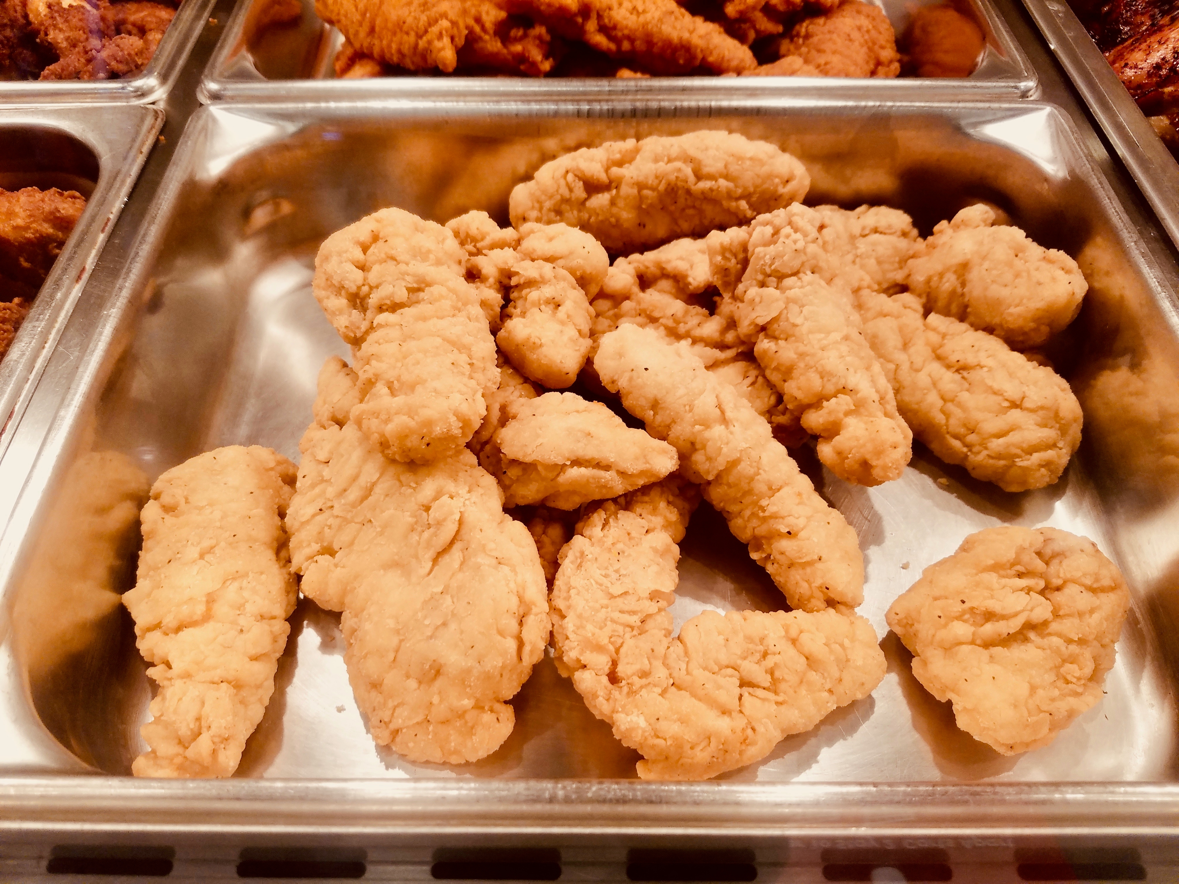 Tray of assorted fried chicken tenders